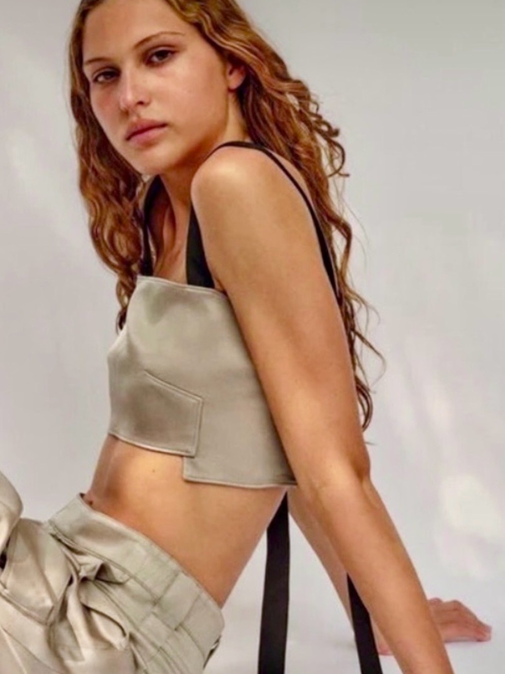 Zara | bandeau crop top satin efffect